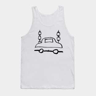 Car with Chains Doodle Black Tank Top